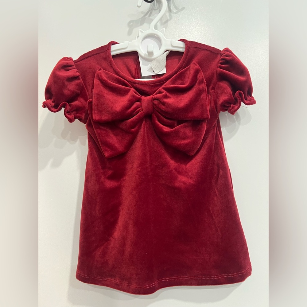 H&M Kids Red Velvet Dress with Bow